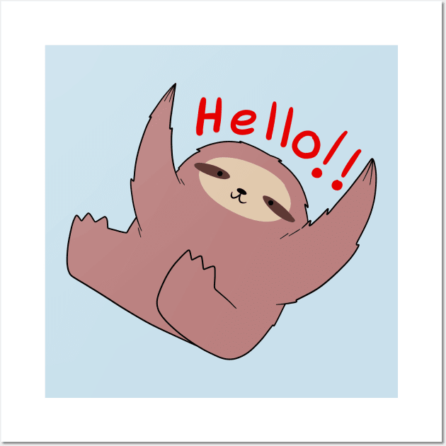 Hello!! Sloth Wall Art by saradaboru